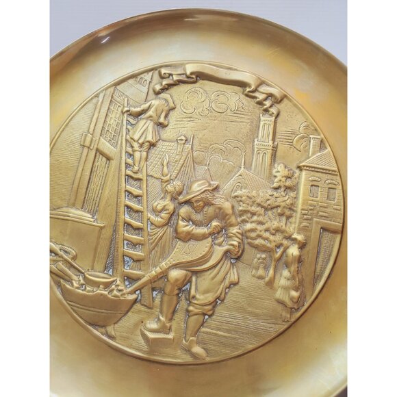 Thick and Heavy 1970s Netherlands Brass Cast Wall Plaque De Loodgieter (The - Picture 7 of 10